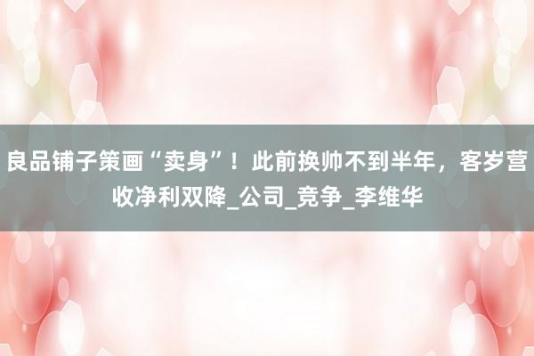 良品铺子策画“卖身”！此前换帅不到半年，客岁营收净利双降_公司_竞争_李维华