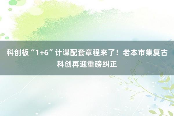 科创板“1+6”计谋配套章程来了！老本市集复古科创再迎重磅纠正