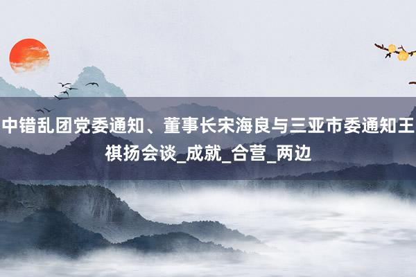 中错乱团党委通知、董事长宋海良与三亚市委通知王祺扬会谈_成就_合营_两边