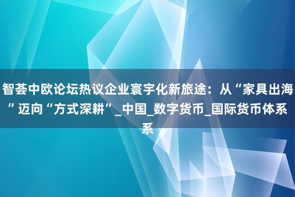 智荟中欧论坛热议企业寰宇化新旅途:从“家具出海”迈向“方式深耕”_中国_数字货币_国际货币体系