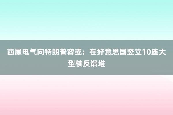 西屋电气向特朗普容或：在好意思国竖立10座大型核反馈堆