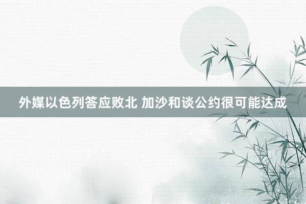 外媒以色列答应败北 加沙和谈公约很可能达成