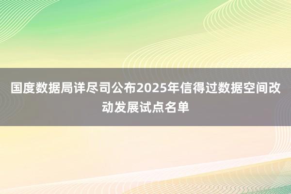 国度数据局详尽司公布2025年信得过数据空间改动发展试点名单