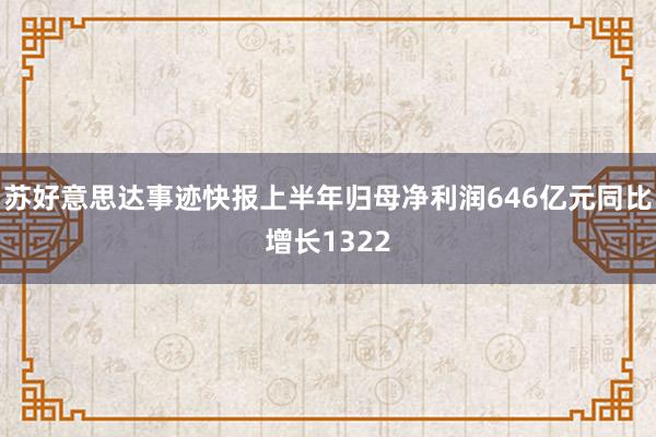 苏好意思达事迹快报上半年归母净利润646亿元同比增长1322