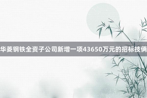 华菱钢铁全资子公司新增一项43650万元的招标技俩