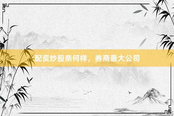 配资炒股奈何样，券商最大公司