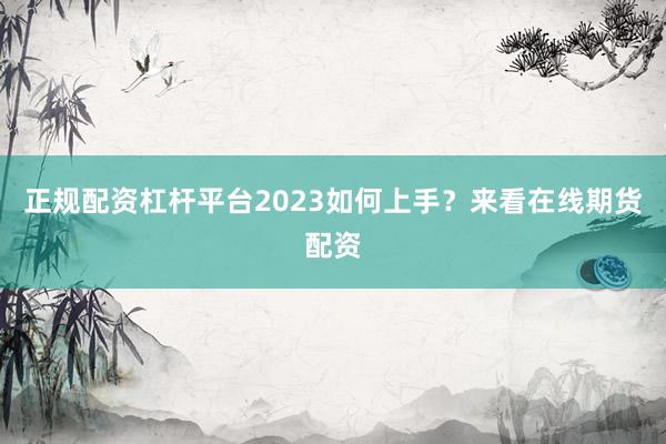 正规配资杠杆平台2023如何上手?来看在线期货配资