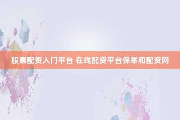 股票配资入门平台 在线配资平台保举和配资网