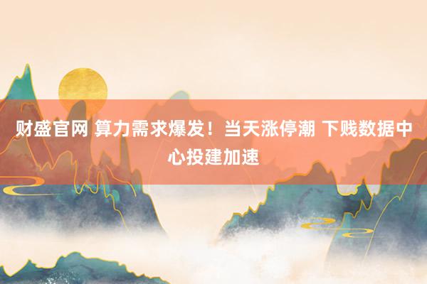 财盛官网 算力需求爆发！当天涨停潮 下贱数据中心投建加速