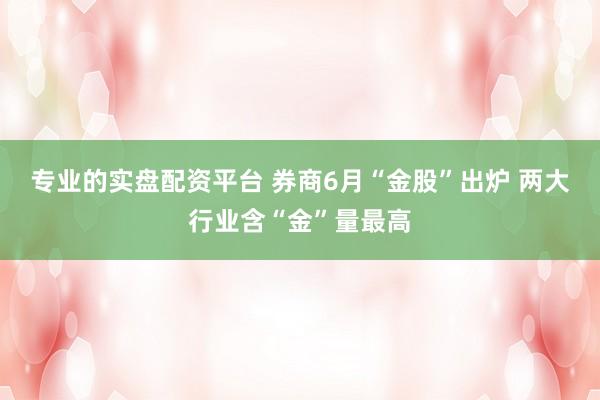 专业的实盘配资平台 券商6月“金股”出炉 两大行业含“金”量最高