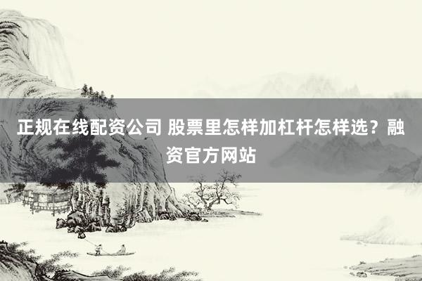正规在线配资公司 股票里怎样加杠杆怎样选？融资官方网站