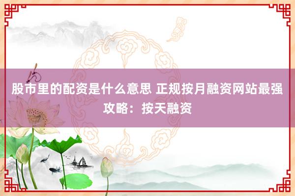 股市里的配资是什么意思 正规按月融资网站最强攻略：按天融资