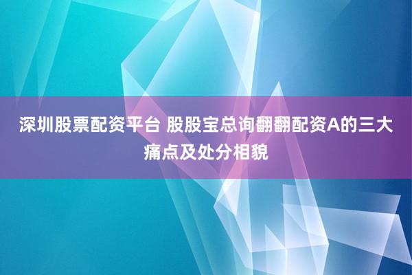 深圳股票配资平台 股股宝总询翻翻配资A的三大痛点及处分相貌
