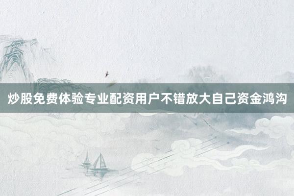 炒股免费体验专业配资用户不错放大自己资金鸿沟