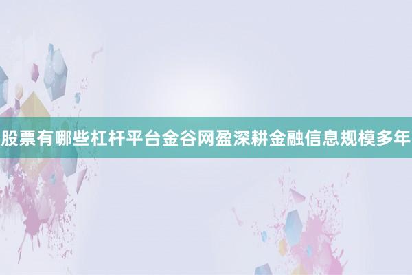 股票有哪些杠杆平台金谷网盈深耕金融信息规模多年