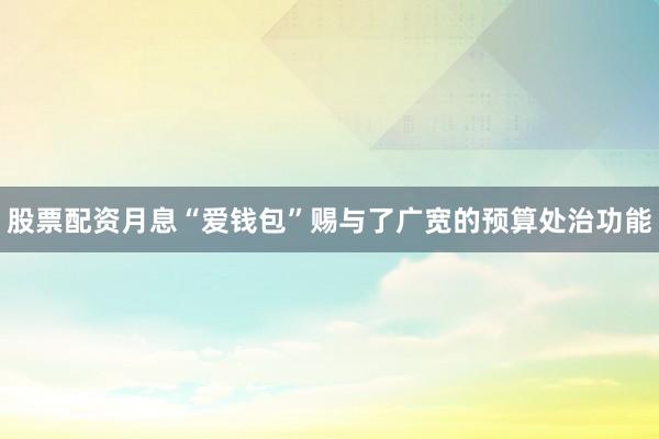 股票配资月息“爱钱包”赐与了广宽的预算处治功能