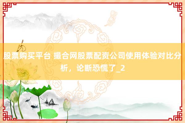 股票购买平台 撮合网股票配资公司使用体验对比分析,论断恐慌了_2