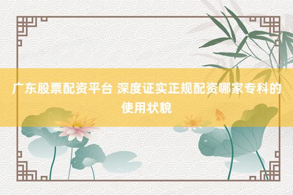 广东股票配资平台 深度证实正规配资哪家专科的使用状貌